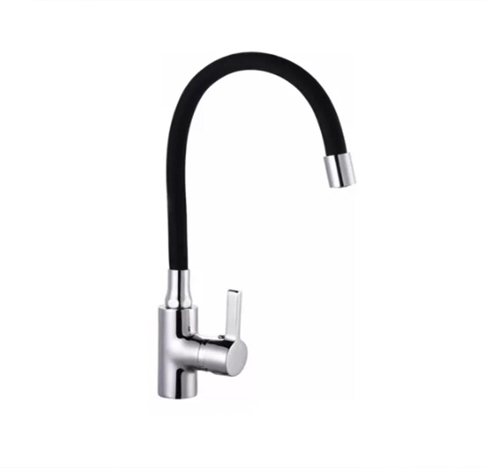 Llave lavaplatos monocomando cuello flexible negro - TG Market